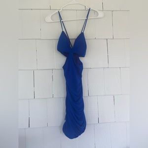 Blue mini dress with cut out front